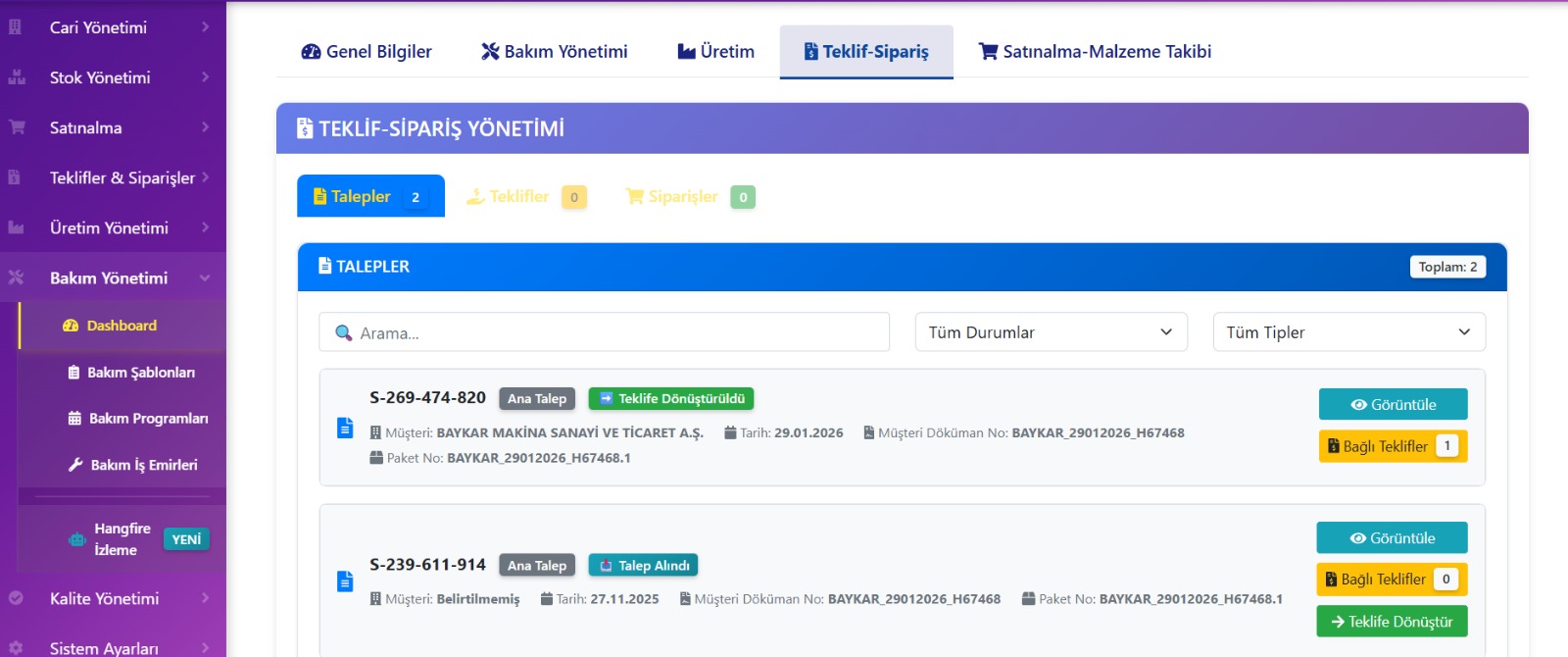 ERP - Raporlama ve Analiz