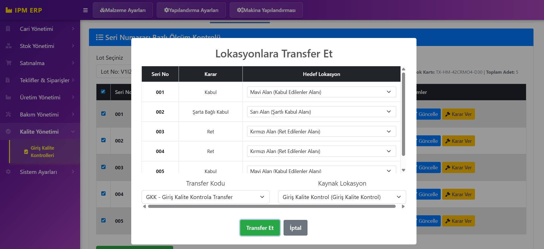 Lokasyonlara Transfer Et: karar bazlı hedef lokasyon eşlemesi ve transfer